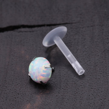 Detail View 1 of Fire Opal Sparkle Prong Bio-Flex Labret